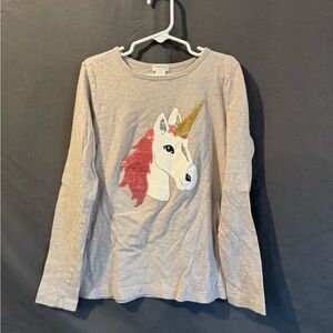 CrewCuts Girls Sequined Unicorn Long Sleeve Size 10